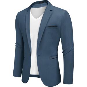 imageCOOFANDY Mens Casual Blazers Sport Coats Slim Fit Cotton Sport Jackets 1 Button Lightweight Suit JacketsB Royal Blue