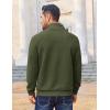 imageCOOFANDY Men Quarter Zip Pullover Long Sleeve Quilted Sweatshirt Waffle Casual Collared Sweatshirts Mock Neck Winter PoloArmy Green