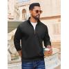 imageCOOFANDY Men Quarter Zip Pullover Long Sleeve Quilted Sweatshirt Waffle Casual Collared Sweatshirts Mock Neck Winter PoloBlack
