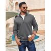 imageCOOFANDY Men Quarter Zip Pullover Long Sleeve Quilted Sweatshirt Waffle Casual Collared Sweatshirts Mock Neck Winter PoloDark Gray