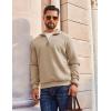 imageCOOFANDY Men Quarter Zip Pullover Long Sleeve Quilted Sweatshirt Waffle Casual Collared Sweatshirts Mock Neck Winter PoloKhaki
