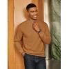 imageCOOFANDY Men Quarter Zip Pullover Long Sleeve Quilted Sweatshirt Waffle Casual Collared Sweatshirts Mock Neck Winter PoloLight Brown