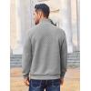 imageCOOFANDY Men Quarter Zip Pullover Long Sleeve Quilted Sweatshirt Waffle Casual Collared Sweatshirts Mock Neck Winter PoloLight Gray