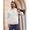 imageCOOFANDY Men Quarter Zip Pullover Long Sleeve Quilted Sweatshirt Waffle Casual Collared Sweatshirts Mock Neck Winter PoloWhite