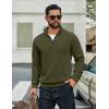 imageCOOFANDY Men Quarter Zip Up Pullover Lightweight Mock Neck Sweatshirt Casual Active Long Sleeve Polo ShirtArmy Green
