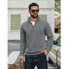 imageCOOFANDY Men Quarter Zip Up Pullover Lightweight Mock Neck Sweatshirt Casual Active Long Sleeve Polo ShirtGrey
