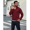 imageCOOFANDY Men Quarter Zip Up Pullover Lightweight Mock Neck Sweatshirt Casual Active Long Sleeve Polo ShirtWine Red