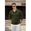 imageCOOFANDY Mens Knit Polo Shirts Casual Long Sleeve Collared Pullover Sweaters Quarter Button Ribbed Vintage Polo SweaterArmy Green