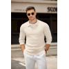 imageCOOFANDY Mens Knit Polo Shirts Casual Long Sleeve Collared Pullover Sweaters Quarter Button Ribbed Vintage Polo SweaterBeige