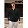 imageCOOFANDY Mens Knit Polo Shirts Casual Long Sleeve Collared Pullover Sweaters Quarter Button Ribbed Vintage Polo SweaterBlack