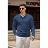 imageCOOFANDY Mens Knit Polo Shirts Casual Long Sleeve Collared Pullover Sweaters Quarter Button Ribbed Vintage Polo SweaterBlue