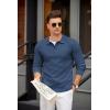 imageCOOFANDY Mens Knit Polo Shirts Casual Long Sleeve Collared Pullover Sweaters Quarter Button Ribbed Vintage Polo SweaterBlue
