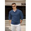 imageCOOFANDY Mens Knit Polo Shirts Casual Long Sleeve Collared Pullover Sweaters Quarter Button Ribbed Vintage Polo SweaterBlue