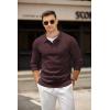 imageCOOFANDY Mens Knit Polo Shirts Casual Long Sleeve Collared Pullover Sweaters Quarter Button Ribbed Vintage Polo SweaterBrownish Red