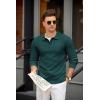 imageCOOFANDY Mens Knit Polo Shirts Casual Long Sleeve Collared Pullover Sweaters Quarter Button Ribbed Vintage Polo SweaterGreen