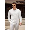imageCOOFANDY Mens Knit Polo Shirts Casual Long Sleeve Collared Pullover Sweaters Quarter Button Ribbed Vintage Polo SweaterWhite