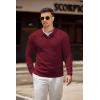 imageCOOFANDY Mens Knit Polo Shirts Casual Long Sleeve Collared Pullover Sweaters Quarter Button Ribbed Vintage Polo SweaterWine Red