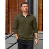 imageCOOFANDY Mens Quarter Zip Pullover Mock Neck Lightweight Sweatshirt Long Sleeve Polo Shirt Business Casual Pullover TopArmy Green