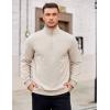 imageCOOFANDY Mens Quarter Zip Pullover Mock Neck Lightweight Sweatshirt Long Sleeve Polo Shirt Business Casual Pullover TopBeige