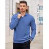 imageCOOFANDY Mens Quarter Zip Pullover Mock Neck Lightweight Sweatshirt Long Sleeve Polo Shirt Business Casual Pullover TopBlue