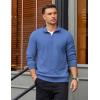 imageCOOFANDY Mens Quarter Zip Pullover Mock Neck Lightweight Sweatshirt Long Sleeve Polo Shirt Business Casual Pullover TopBlue