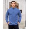 imageCOOFANDY Mens Quarter Zip Pullover Mock Neck Lightweight Sweatshirt Long Sleeve Polo Shirt Business Casual Pullover TopBlue