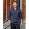 imageCOOFANDY Mens Quarter Zip Pullover Mock Neck Lightweight Sweatshirt Long Sleeve Polo Shirt Business Casual Pullover TopBluish Purple