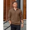 imageCOOFANDY Mens Quarter Zip Pullover Mock Neck Lightweight Sweatshirt Long Sleeve Polo Shirt Business Casual Pullover TopBrown