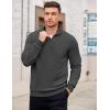 imageCOOFANDY Mens Quarter Zip Pullover Mock Neck Lightweight Sweatshirt Long Sleeve Polo Shirt Business Casual Pullover TopDark Gray