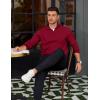 imageCOOFANDY Mens Quarter Zip Pullover Mock Neck Lightweight Sweatshirt Long Sleeve Polo Shirt Business Casual Pullover TopDark Red