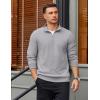 imageCOOFANDY Mens Quarter Zip Pullover Mock Neck Lightweight Sweatshirt Long Sleeve Polo Shirt Business Casual Pullover TopLight Gray