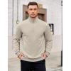 imageCOOFANDY Mens Quarter Zip Pullover Mock Neck Lightweight Sweatshirt Long Sleeve Polo Shirt Business Casual Pullover TopLight Khaki