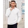 imageCOOFANDY Mens Quarter Zip Pullover Mock Neck Lightweight Sweatshirt Long Sleeve Polo Shirt Business Casual Pullover TopWhite