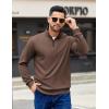 imageCOOFANDY Mens Quarter Zip Pullover Sweatshirts Lightweight Long Sleeve Mock Neck Sweater PoloBrown