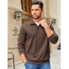 imageCOOFANDY Mens Quarter Zip Pullover Sweatshirts Lightweight Long Sleeve Mock Neck Sweater PoloBrown