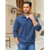 imageCOOFANDY Mens Quarter Zip Pullover Sweatshirts Lightweight Long Sleeve Mock Neck Sweater PoloSlate Blue