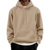 imageCOOFANDY Men Cotton Fleece Hooded Sweatshirt Casual Long Sleeve Hoodies Pullover Fashion Drawstring Hoodie with Kanga PocketKhaki
