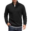 imageCOOFANDY Men Quarter Zip Up Pullover Lightweight Mock Neck Sweatshirt Casual Active Long Sleeve Polo ShirtBlack
