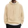 imageCOOFANDY Mens Fleece Hoodie Long Sleeve Hooded Sweatshirt Casual Basic Essential Drawstring Pullover Hoodie With PocketKhaki