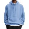 imageCOOFANDY Mens Fleece Hoodie Long Sleeve Hooded Sweatshirt Casual Basic Essential Drawstring Pullover Hoodie With PocketSky Blue