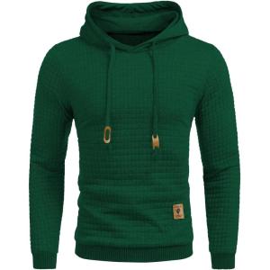 imageCOOFANDY Mens Hooded Sweatshirt Casual Long Sleeve Drawstring Waffle Knit Pullover HoodiesDark Green