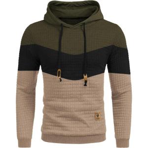 imageCOOFANDY Mens Hooded Sweatshirt Casual Long Sleeve Drawstring Waffle Knit Pullover HoodiesGreenKhaki P12