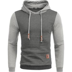 imageCOOFANDY Mens Hooded Sweatshirt Casual Long Sleeve Drawstring Waffle Knit Pullover HoodiesGreydark Grey
