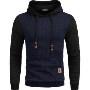 imageCOOFANDY Mens Hooded Sweatshirt Casual Long Sleeve Drawstring Waffle Knit Pullover HoodiesNavyBlack P10