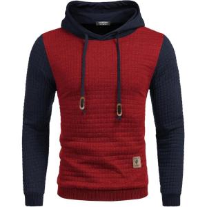 imageCOOFANDY Mens Hooded Sweatshirt Casual Long Sleeve Drawstring Waffle Knit Pullover HoodiesPat7rednavy Blue