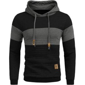 imageCOOFANDY Mens Hooded Sweatshirt Casual Long Sleeve Drawstring Waffle Knit Pullover HoodiesPat8blacklight Gray