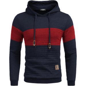 imageCOOFANDY Mens Hooded Sweatshirt Casual Long Sleeve Drawstring Waffle Knit Pullover HoodiesPat9navy Bluewine Red