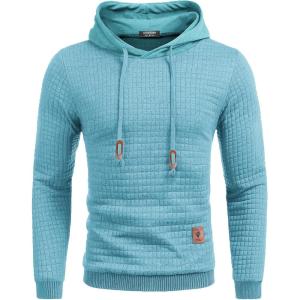 imageCOOFANDY Mens Hooded Sweatshirt Casual Long Sleeve Drawstring Waffle Knit Pullover HoodiesSky Blue