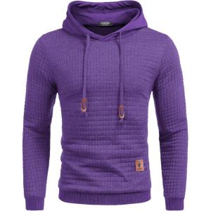 imageCOOFANDY Mens Hooded Sweatshirt Casual Long Sleeve Drawstring Waffle Knit Pullover HoodiesViolet