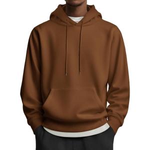 imageCOOFANDY Mens Hoodies Pullover Long Sleeve Casual Fashion Sweatshirts Drawstring Gym Hooded Shirt with Kanga PocketBrown